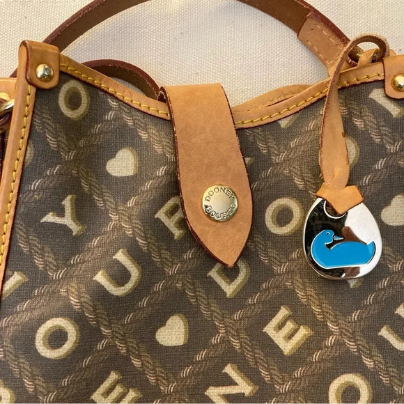 Dooney and Bourne Vintage Leather Letters Crossbody Bag Brown Tan - Picture 3 of 12